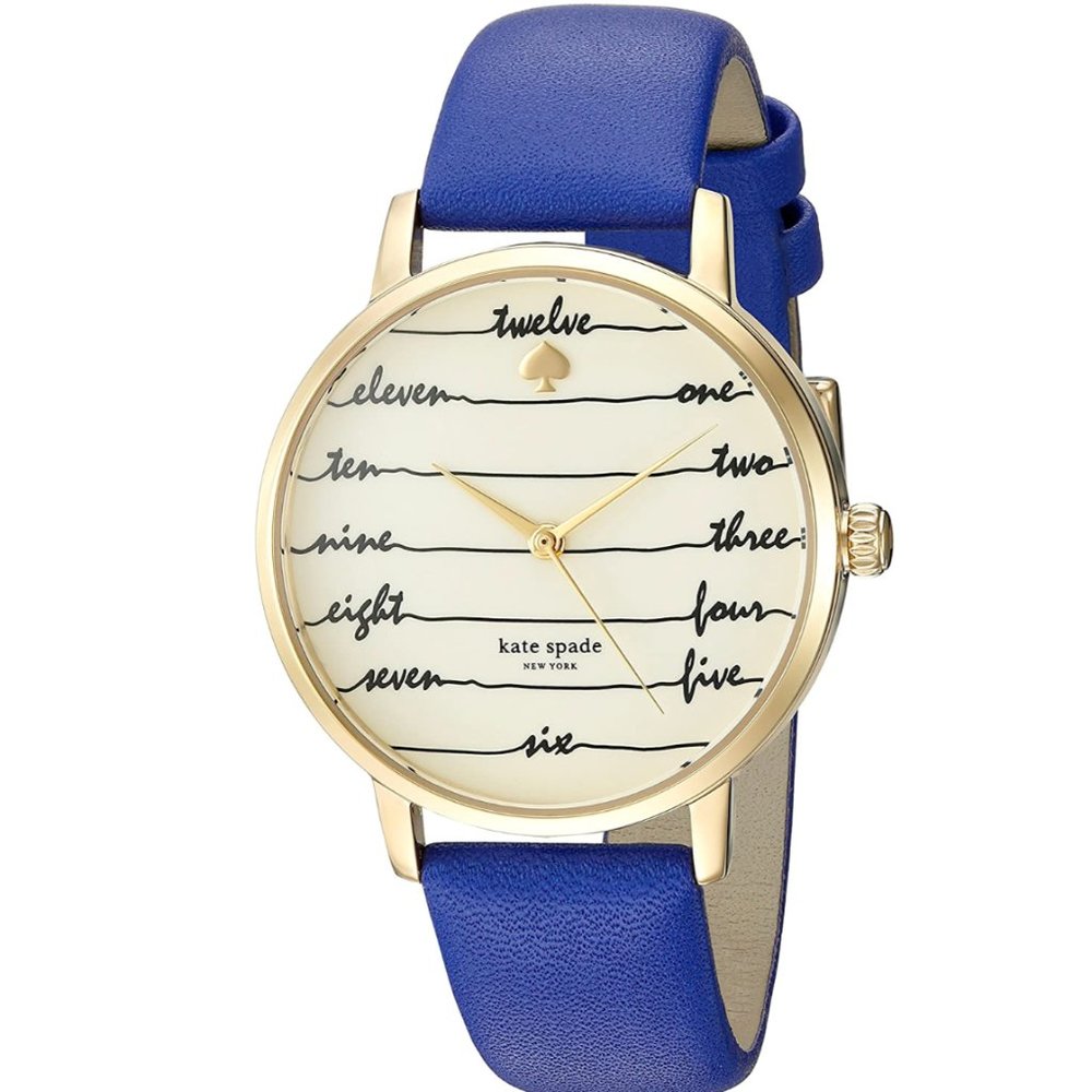 NWOT Kate Spade Women's Metro Blue Leather Strap Watch 34mm KSW1238